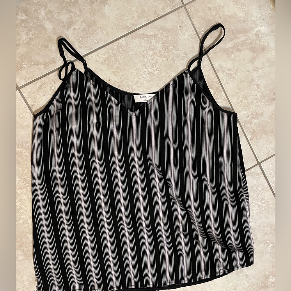 Aritzia blouse striped black and white